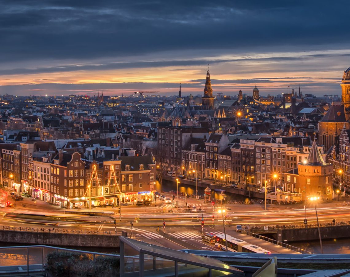 Amsterdam,,Netherlands,-,December,30,,2015,Panorama,Photo,Of,Amsterdam